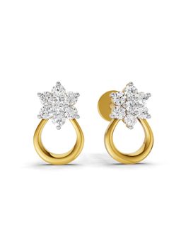 SPARQ - Lab Grown Diamond 0.17Ct 925 Sterling Silver Gold Plated Floral and Stud Earrings