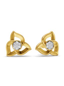 SPARQ - Lab Grown Diamond 0.14Ct 925 Sterling Silver Gold Plated Trifolium Floral Stud Earrings