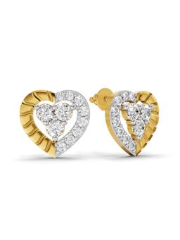 SPARQ - Lab Grown Diamond 0.73Ct 925 Sterling Silver Gold Plated Heart Ripple and Halo Studs