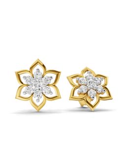 SPARQ - Lab Grown Diamond 0.7Ct 925 Sterling Silver Gold Plated Lotus Bloom Medallion Studs