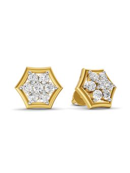 SPARQ - Lab Grown Diamond 0.62Ct 925 Sterling Silver Gold Plated Hexa-Glow Cluster Studs