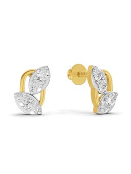 SPARQ - Lab Grown Diamond 0.22Ct 925 Sterling Silver Gold Plated Elegant Leaf Stud Earrings