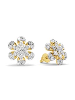 SPARQ - Lab Grown Diamond 0.45Ct 925 Sterling Silver Gold Plated Bloom Scalloped Floral Studs
