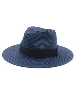 The Tie Hub - Blue Wide Brim Panama Straw Unisex Hats