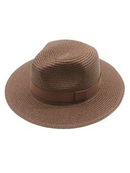 The Tie Hub - Brown Wide Brim Panama Straw Unisex Hats