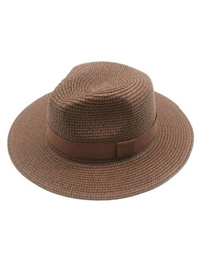 Brown Wide Brim Panama Straw Unisex Hats