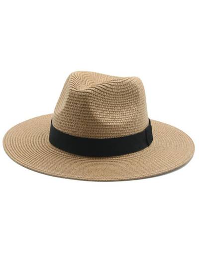 Khaki Wide Brim Panama Straw Unisex Hats