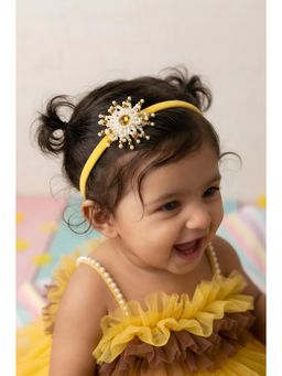 Choko - Girls Yellow Starburst Pearl Studded Stretch Headband(0-36 Months)