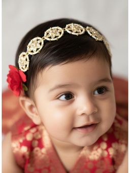 Choko - Girls Gold Kundan Flower Pattern Handcrafted Headband(3-12 Years)