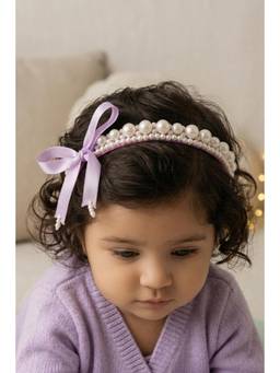 Choko - Girls Purple Pearl Studded Graduated Cluster Headband(0-36 Months)