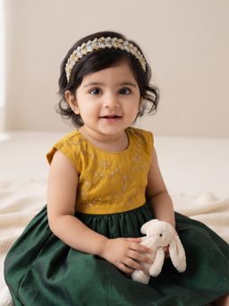 Choko - Girls Gold Beaded Chevron Lace Headband(3-12 Years)