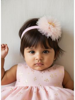 Choko - Girls Pink Tulle Pearl Studded Handcrafted Headband(3-12 Years)
