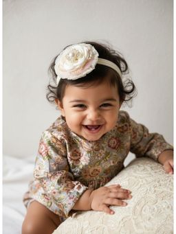 Choko - Girls Dusty Rose Tulle Flower Crystal Pearl Headband(3-12 Years)