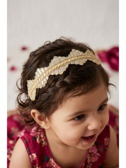 Choko - Girls Gold Scalloped Pattern Metallic Lace Headband(0-36 Months)