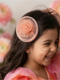Choko - Peach Floral Mesh Fascinator Alligator Hair Clip(3-12 Years)