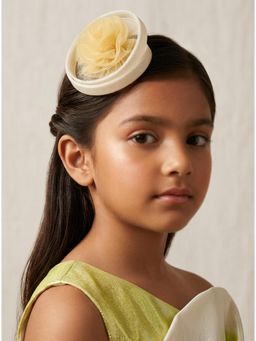 Choko - Cream Glitter Mesh Floral Fascinator Hair Clip(3-12 Years)