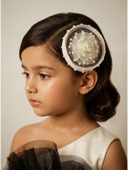 Choko - White Pearl Mesh Floral Fascinator Hair Clip(3-12 Years)