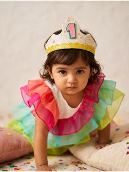 Choko - White Glitter First Birthday Tiara Crown(0-1 Years)