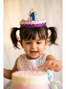 Choko - Multi-Color Glitter First Birthday Tiara Crown(0-1 Years)