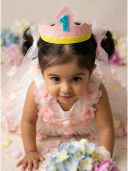Choko - Pink Glitter First Birthday Tiara Crown(0-1 Years)