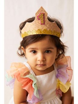 Choko - Peach Glitter First Birthday Tiara Crown(0-1 Years)