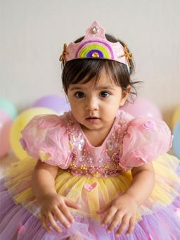 Choko - Pink Glitter Rainbow Tiara Crown(3-12 Years)
