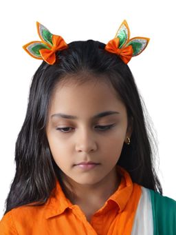 Kamule - Republic Day Tricolor Bunny Ear Bow Hair Clips (Pack Of 2)(3-12 Years)