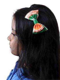 Kamule - Republic Day Tricolor Striped Fabric Bow Hair Band(3-12 Years)