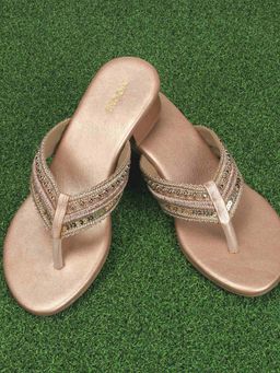 Mochi - Women Rose Gold Open Toe Casual Sandal Heels