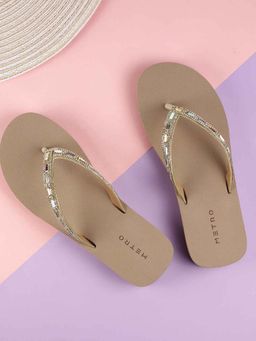 Metro - Women Gold Open Toe Casual Sandals