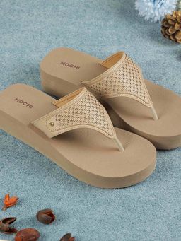 Mochi - Women Beige Open Toe Casual Sandals