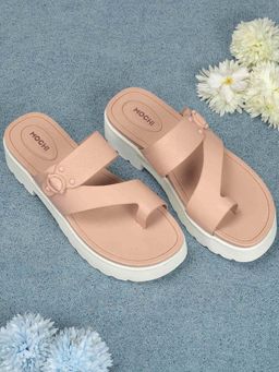 Mochi - Women Pink One Toe Casual Sandal Heels