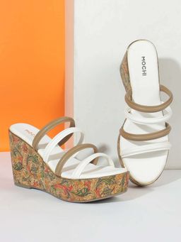 Mochi - Women White Open Toe Casual Wedges