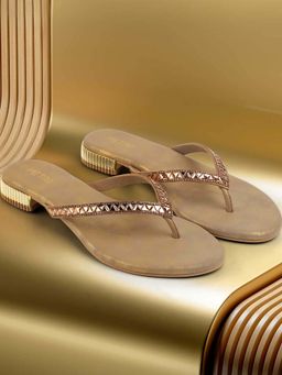 Metro - Women Antique Gold Open Toe Casual Sandals