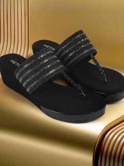 Metro - Women Black Open Toe Casual Sandals