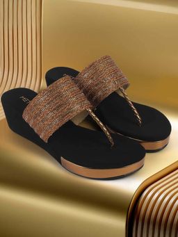 Metro - Women Antique Gold Open Toe Casual Sandals