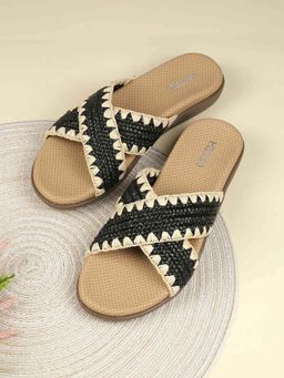 Metro - Women Black Open Toe Casual Sandals