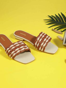 Mochi - Women Tan Square Toe Casual Sandal Heels