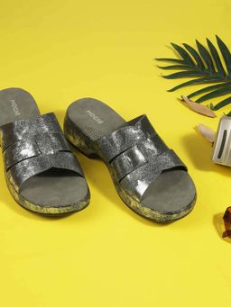 Mochi - Women Grey Open Toe Casual Sandal Heels