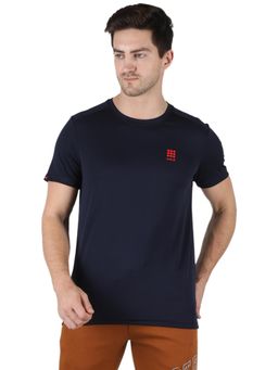 Rock.it - Men Navy Blue Round Neck Regular Fit Half Sleeve T-Shirt