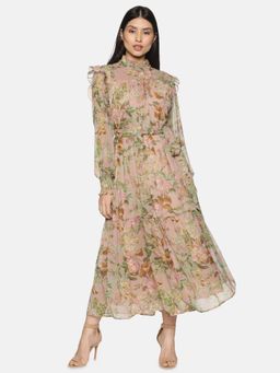 IS.U - Beige Floral Tiered Midi Dress (Set of 2)
