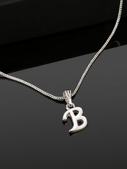 Estele - Valentine Gift - Rhodium Plated Initial B Letter Pendant for Women