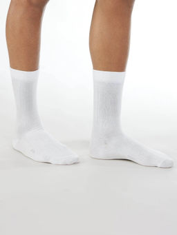 Jockey - 7092 Men Mercerized Cotton Elastane Stretch Crew Length Socks - White