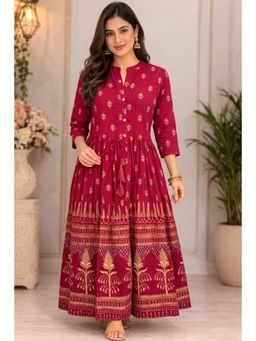 Gahan - Women Anarkali Flared Ethnic Kurta - Maroon