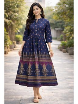 Gahan - Women Anarkali Flared Ethnic Kurta - Navy Blue