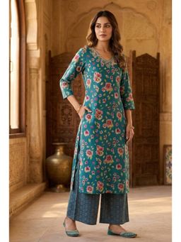 Gahan - Womens Cotton Kurta with Pant - Green