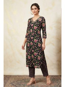 Gahan - Womens Cotton Kurta with Pant - Black