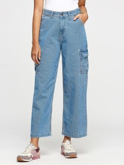 Pepe Jeans - Cargo Straight Blue High Waist Jeans
