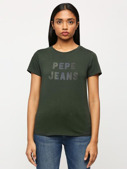 Jeans Women's Pepe Jeans Olive Green Shirt Olive Linen Puff