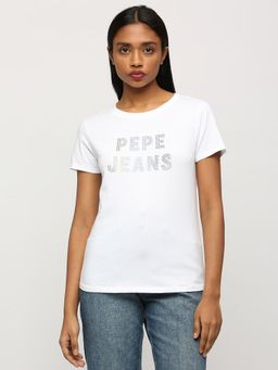 Pepe Jeans - White Round Neck Short Sleeved T-Shirt